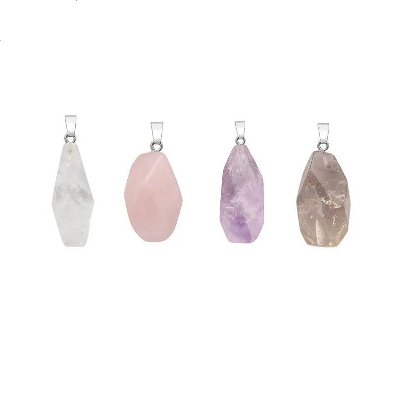 

Popular Irregular Shape Reiki Healing Natural Pink Quartz Amethysts Opal Lapis Clear Crystal Faceted Bead Pendant DIY Jewelry