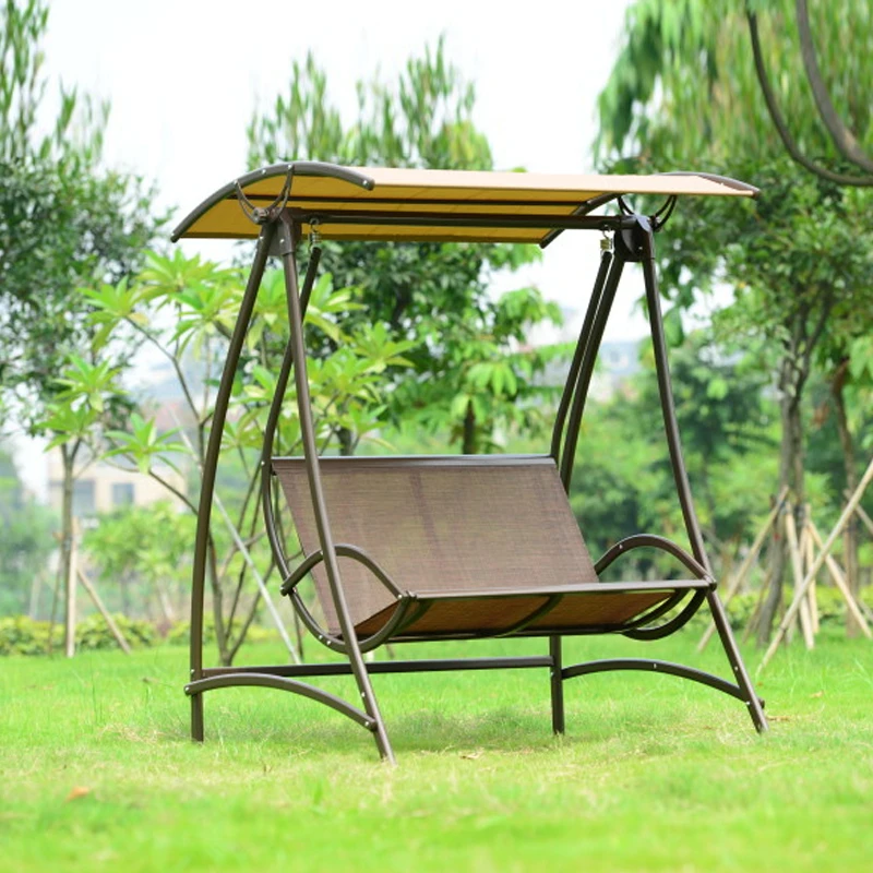 2 seats durable iron garden swing chair comfortable hammock outdoor furniture sling cover bench khaki 2 seats durable iron garden swing chair comfortable hammock outdoor furniture sling cover bench khaki