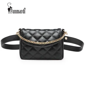 

FUNMARDI Chains PU Leather Belt Bags Female High Quality Solid Simple Waist Bags Women's Trendy Bag Fashion Fanny Packs WLAM0196