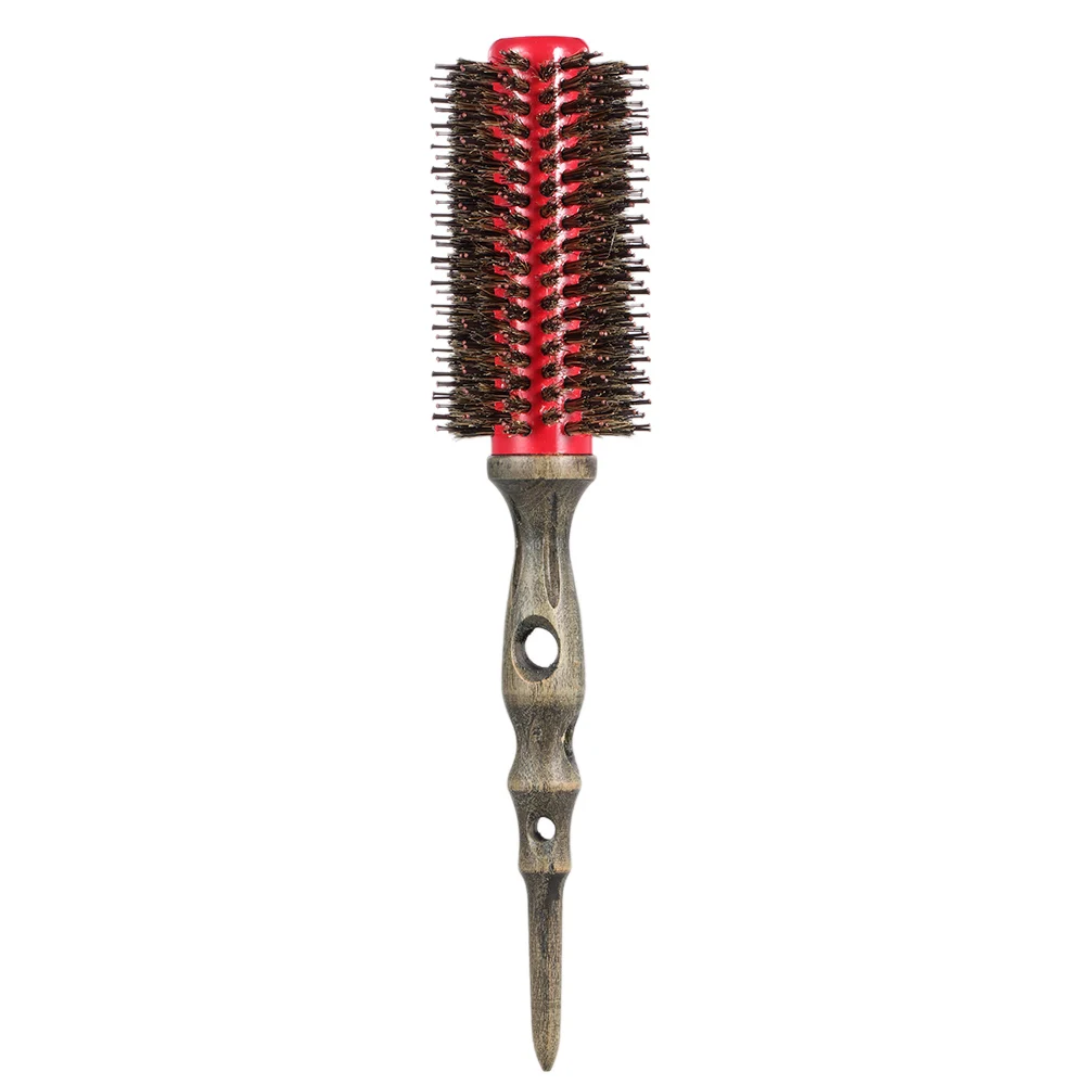 Круглая щетка для волос с натуральной щетиной, роликовая расческа, нескользящая деревянная ручка, инструменты для ухода за волосами, алюминиевая расческа, Парикмахерская, тоже