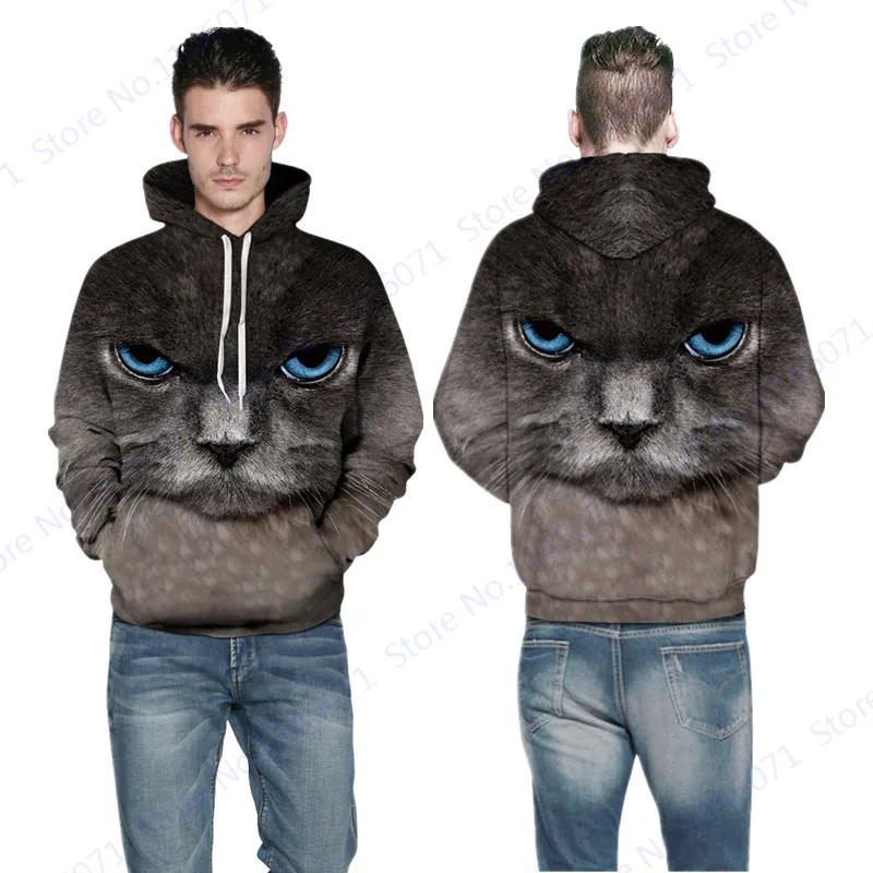 Black Cat With Pale Blue Eyes Skateboarding Hoodie