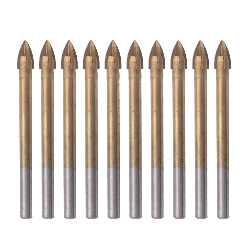 10x 8mm Titanium Ceramic Tile Glass Drill Bit Tungsten Carbide Cross Spear Head