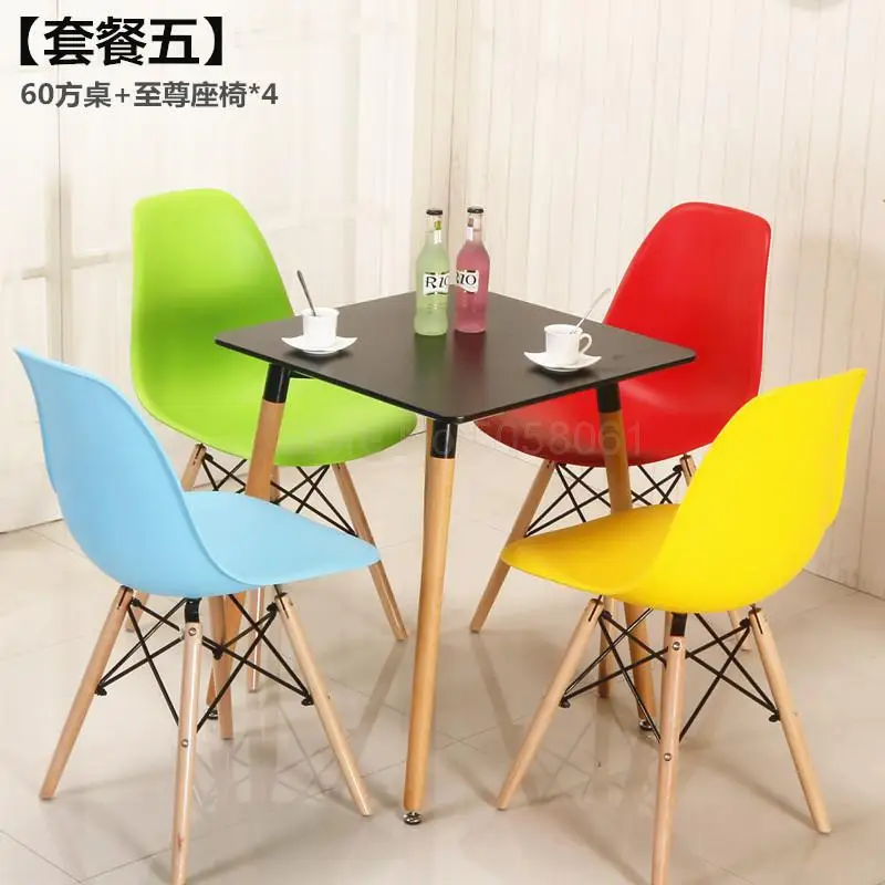 Nordic table small square table small apartment table simple solid wood casual coffee table and chairs combination - Цвет: 60x60cm   12