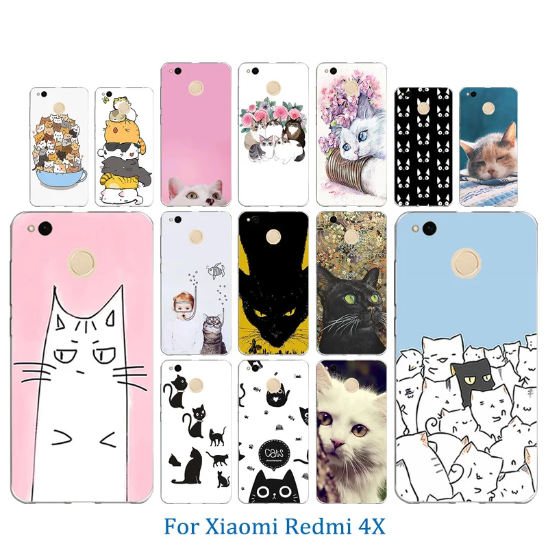 Soft TPU For Xiaomi Redmi 4X Phone Cases Luck Cat Pattern 5.0 inch 4 X Back Cover Silicon Matte Mobile Coque |