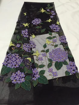 

Latest Popular Designs Purple Yellow Lace Fabric 5 Yards African Lace Fabric High Quality Green George lace fabric for wedding
