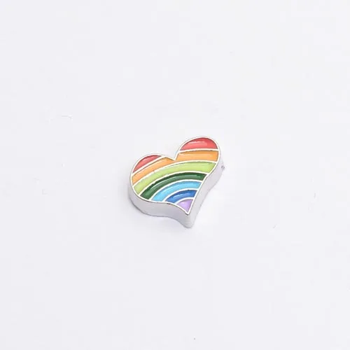 

Rainbow heart, Floating charm fit floating charm lockets, FC0141,10PCS/LOT