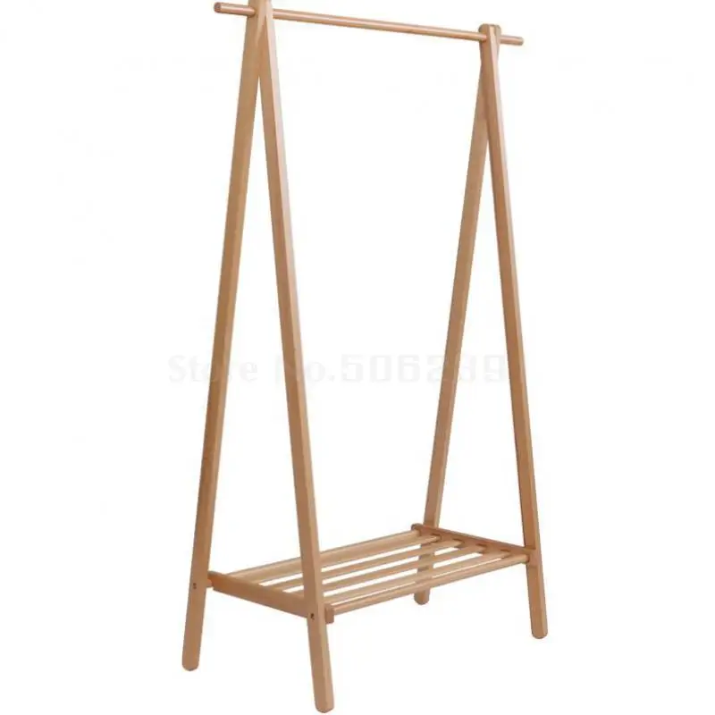 

Bedroom Hanger Shelf Contracted And Contemporary Wood Clothes Racks Clothes Tree With A Simple Household Ju Wood Floor