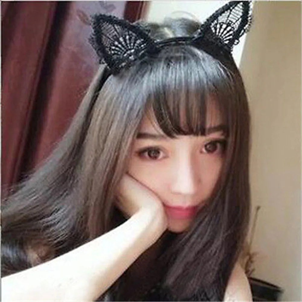 female women lady girls kids cute cat kitty costume ear party lace