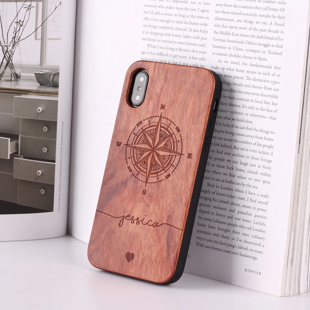 Компас Король Лев карта мира ананас персонализированный пользовательский деревянный чехол для телефона для iPhone 11 Pro XS Max 7 7Plus 8 8Plus X XR - Цвет: Compass-Rose Wood-1