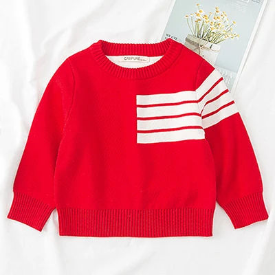 Autumn Winter Children's Clothing Cartoon Pineapple Knitted Sweaters Kids Baby Boys Girls Cotton Sweaters Tops - Цвет: Красный