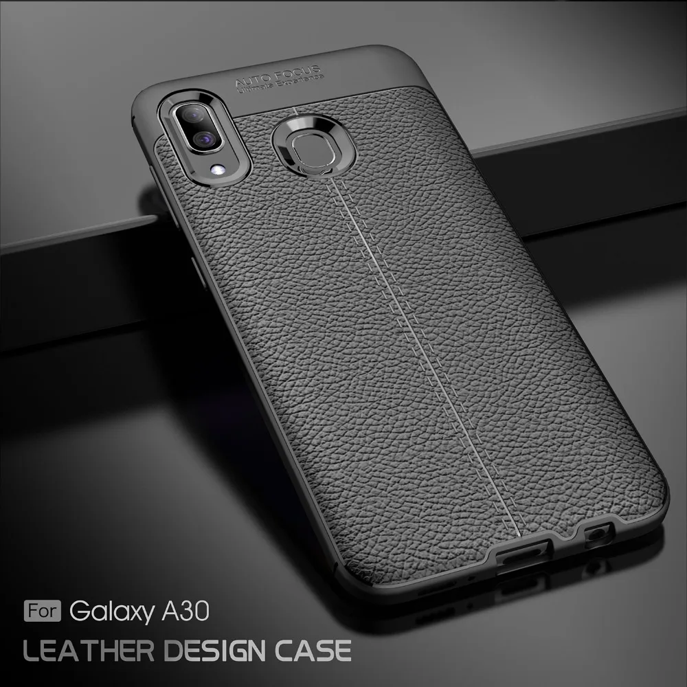 

For Samsung Galaxy A30 Case for Galaxy A30 Litchi Pattern Silicone TPU Back Cover Soft Case For Samsung Galaxy A30 A20 Cover
