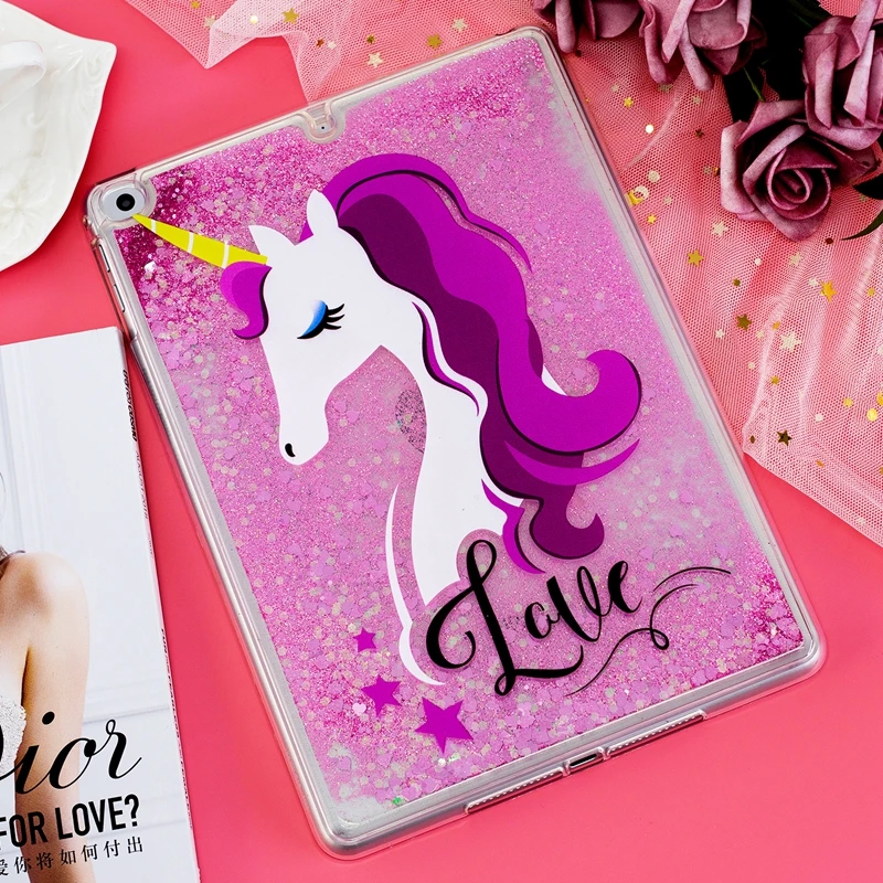 

Unicorn Tablet Case for iPad 9.7 2018 2017 Glitter Quicksand Cover For iPad 5 6 8 9 iPad Air Case For iPad 2 Case Liquid Shell