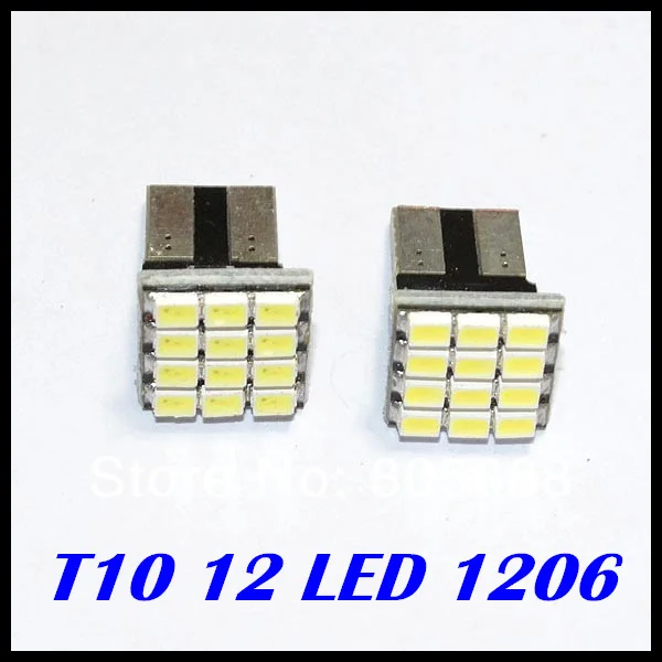 Bright T10 led canbus light 3020/1206 T10 12SMD LED Car Auto Wedge Turn Signal Light Lamp Bulb White Free Shipping