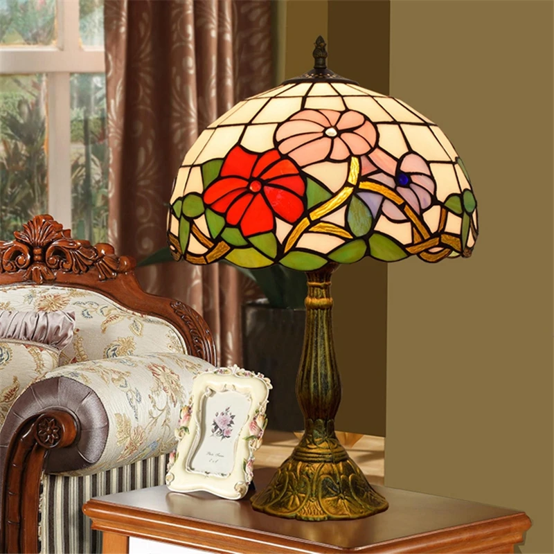  Turkish Table Lamp Tiffany Stained Glass with Dragonflys Vintage Desk Lamp Bedroom Mediterranean Re