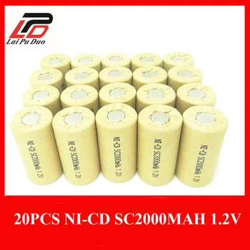 

20pcs/1lot NI-CD 1.2V Rechargeable batteries 2000Mah SC Accumulator Discharge rate 10A-15A high power battery cell