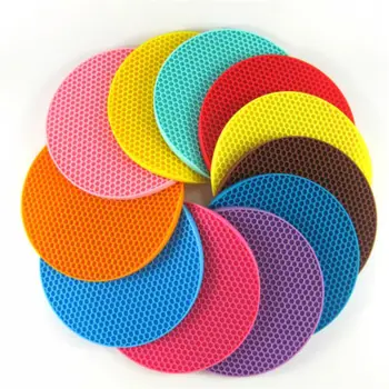 

Multi-use Round Silicone Non-slip Heat Resistant Mat Hang Tableware Coaster Cushion Placemat Pot Holder Kitchen Accessories 5