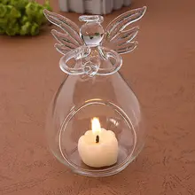 arrival Creative Angel Clear Glass Crystal Hanging Tea Light Candle Holder Home Living Room Decor Candlestick Wedding Party