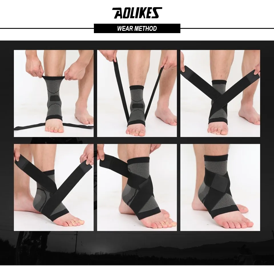 AOLIKES 1 PC กีฬาการบีบอัดข้อเท้าข้อเท้าสายคล้องแขนสนับสนุน3D สานผ้าพันคอเท้าป้องกันเกียร์ Gym Fitness