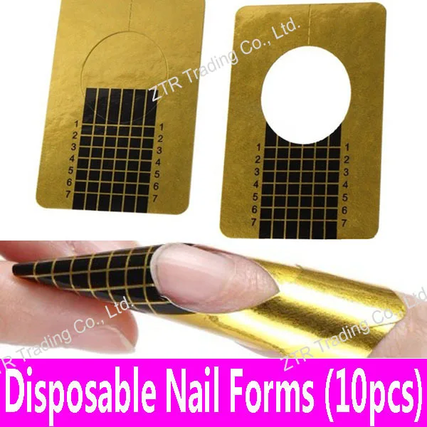 10pcs Golden Rectangle Nail Forms Disposable Adhesive Paper Forms Nail ...