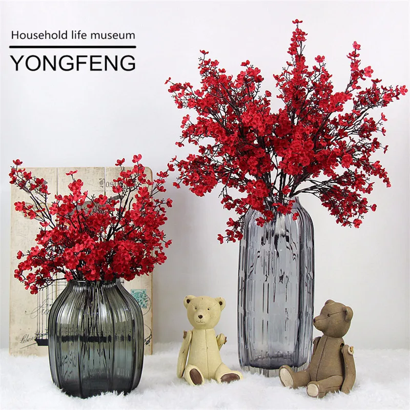 

10pieces/lot Artificial Silk Plum Blossom Flower Bouquet Home Garden Vase Table Office Wedding Party Decoration