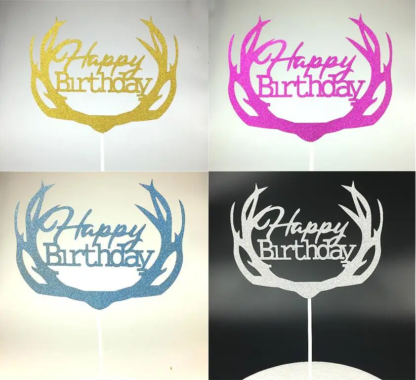 

1pc Creative Happy Birthday Cake Topper Multi Colors Flags Single Stick For Birthday Party Decor Cake Baking Supplies