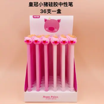 

36pcs Gel Pens Black Color Ink Pen Crown Pig Kawaii Ballpoint School Canetas Boligrafos Gift Stationery Office Supply 0.5mm