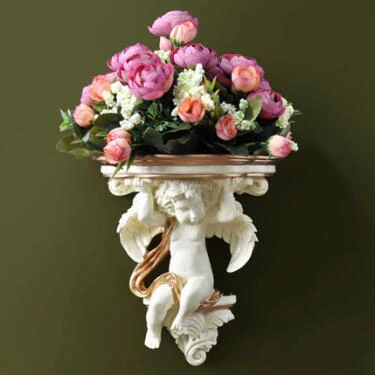 Европейская 3D стерео настенная Ваза ангела из смолы+ Шелковый цветок, украшение на стену, настенная ваза для телевизора, настенная ваза, цветочный горшок - Цвет: style 3