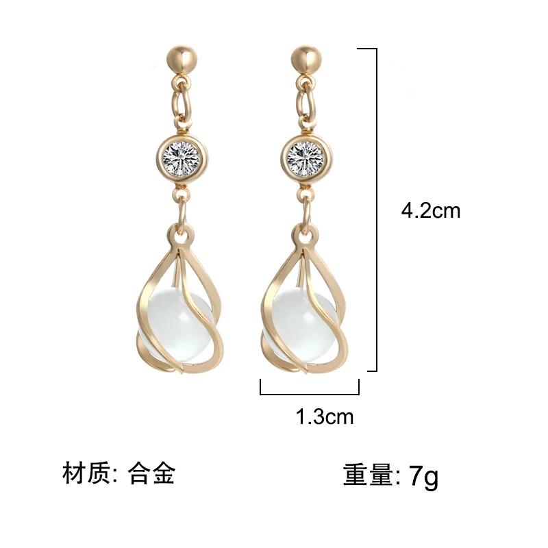 Korean New Crystal Earrings Water Drop Opal Dangle Drop Earrings For Women Long Statement Earings Fashion Jewelry Oorbellen