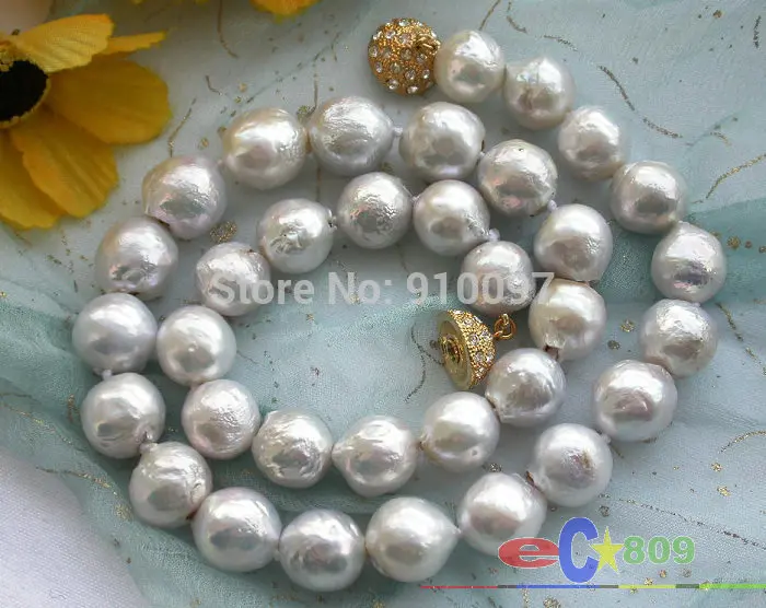 

>>>lustre 17" 12mm white almost round keshi reborn PEARL NECKLACE