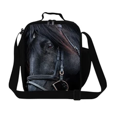 Вороной конь печать Ланч сумки для детей, подростков и студентов сумка для пикника животных Термальность непроницаемая коробка для ланча тепловой мешок Lunchbag