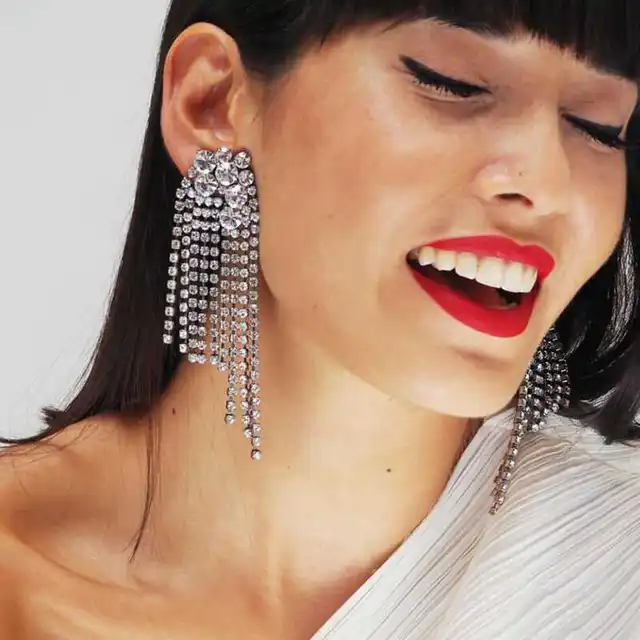 Lwong Luxury Clean Crystal Zircon Tel Earrings For Women Baroque Lwong Luxury Clean Crystal Zircon Tel Earrings For Women Baroque Statement Large Bridal Wedding