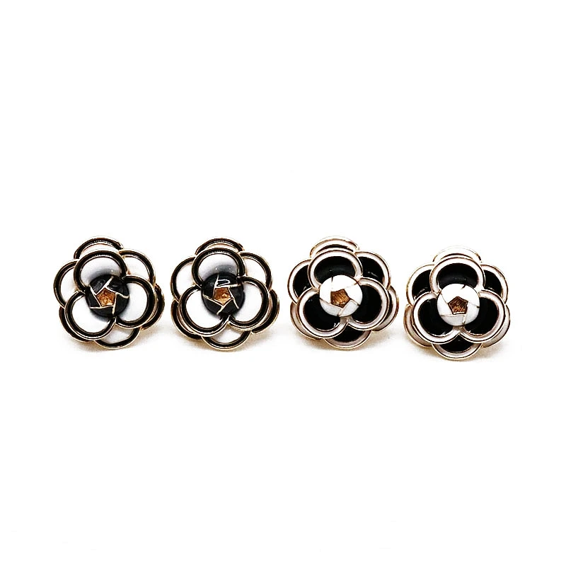 

Free Shipping Flower Earring Alloy White Black Enamel Wedding Jewelry