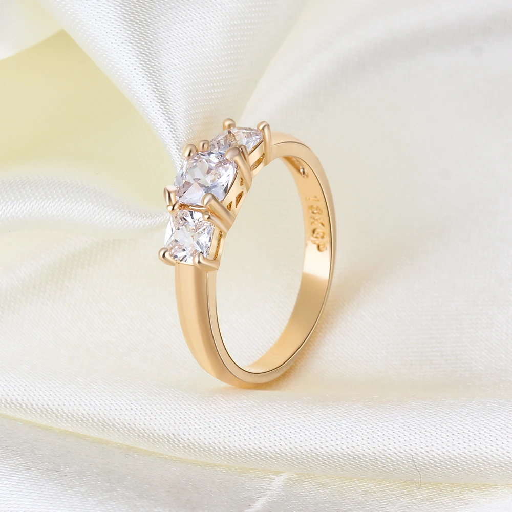 Gold Color Metal Weeding Ring With White Cubic Zirconia Fashion Jewelry Rings For Women Gift Ideas (JewelOra RI103350)