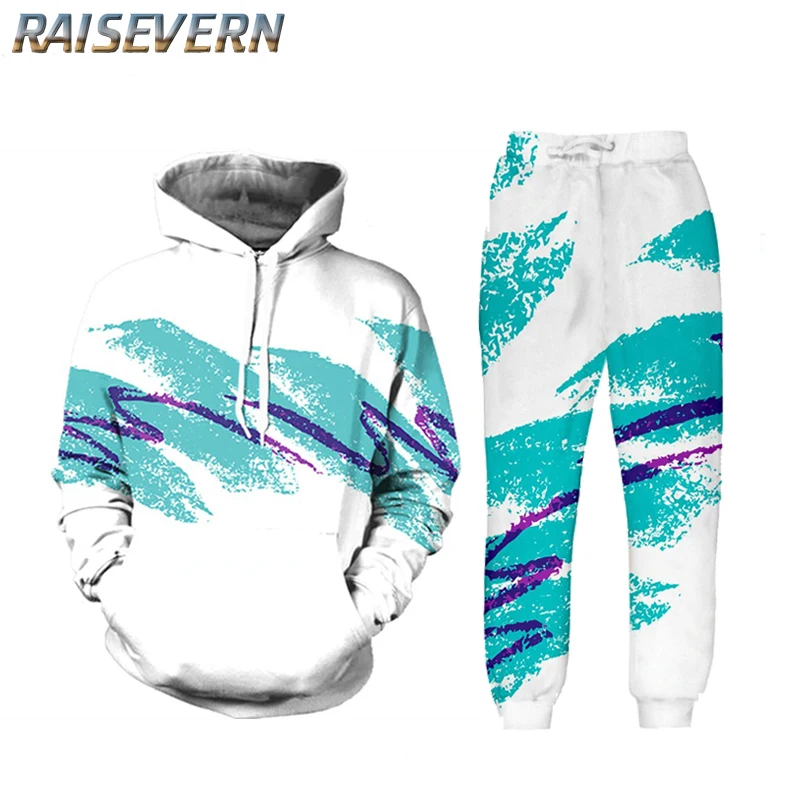 RAISEVERN التعادل صبغ رياضية الرجال الخريف عارضة رجل بذلة رياضية طويلة الأكمام هوديس البلوز + السراويل عارضة رجل 2 قطعة مجموعة 2019