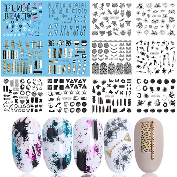 

12pc Geometric Foils Nail Sliders Water Sticker Set Nail Art Transfer Decals Mixed Design Manicure Decoration Tool CHBN1225-1236