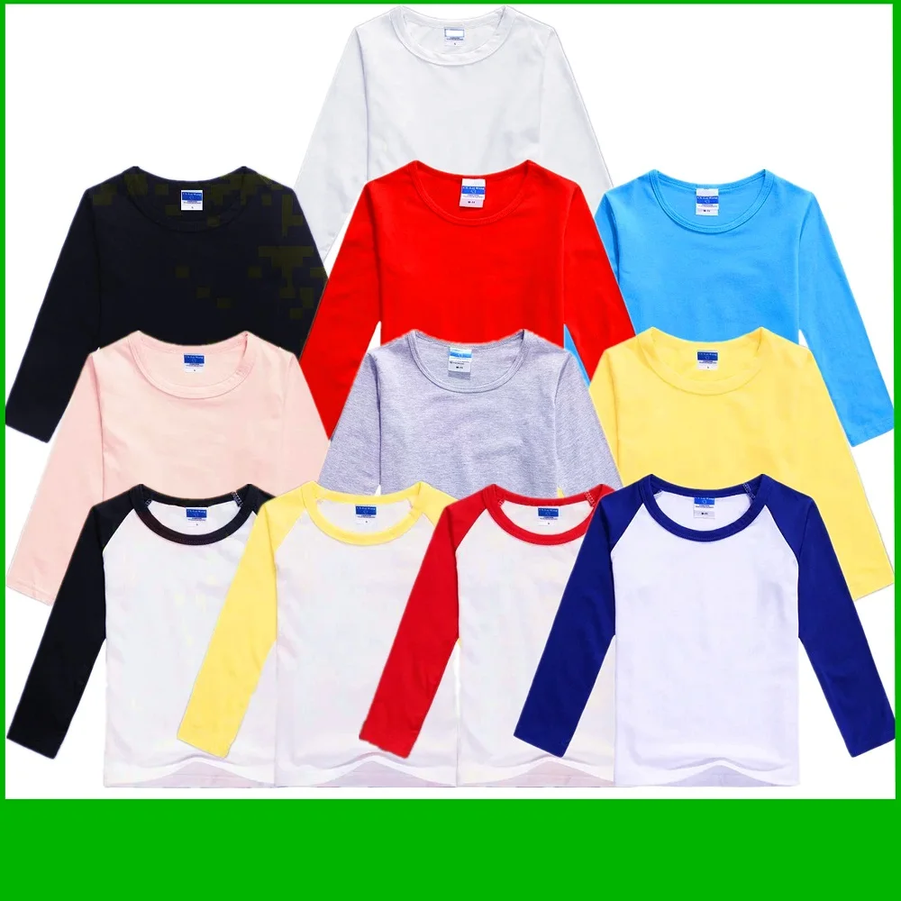 Customized Baby Boys T-Shirts Long Sleeve Solid Print Children Tees Shirt Autumn 100% Cotton LOGO Girl Tops Personalized T Shirt 2