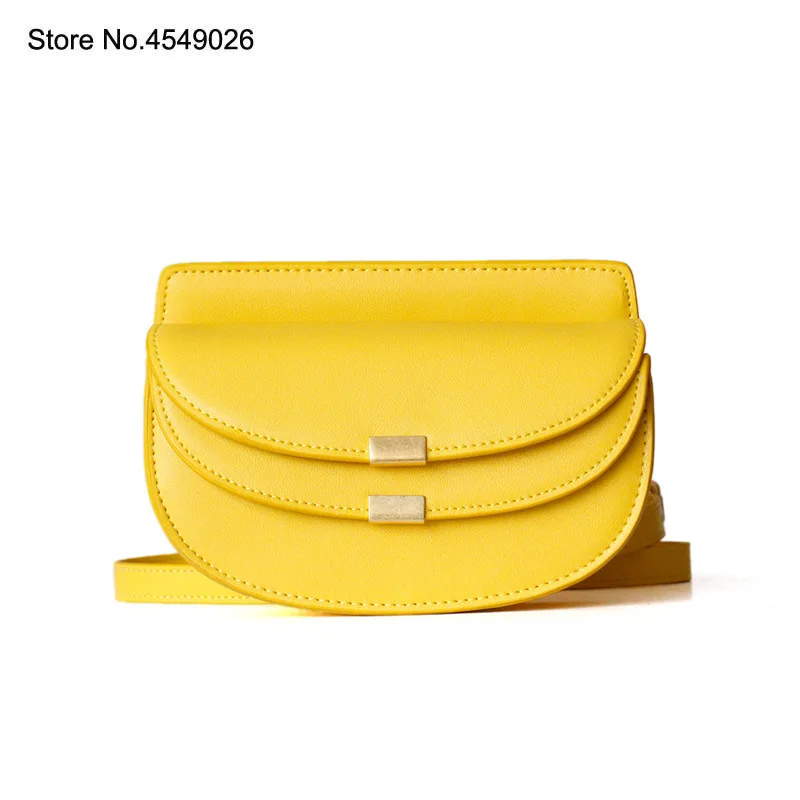 

2019 Spring New Mini Vintage Chain Half Moon Bag Saddle Bag Cow Leather Shoulder Women Bag Small Trend Crossbody Bags for Women