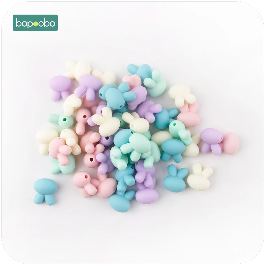 

Bopoobo 10pc Baby Accessories Silicone Lovely Rabbit Shape Silicone Beads DIY Crafts Baby Shower Gift Food Grade Materials