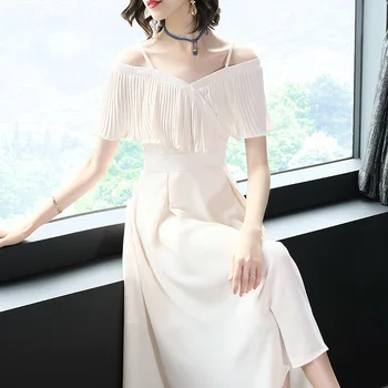 

Spring autumn new 2018 women's harness Tanks Camis large swing dress long fashion bodycon solid 3 color midi v neck vestidos