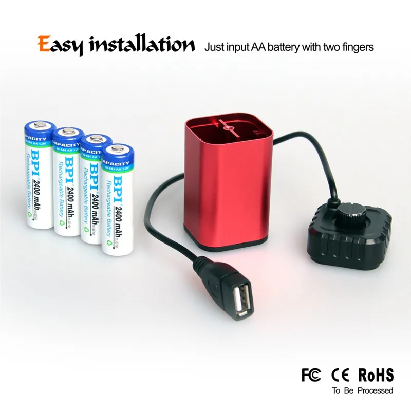 

DC 8.4V USB Box For Water Resistant Case Bicycle Pack Phone Lamp & 6 18650 Battery Headlight House Cover 5V Light Bike X