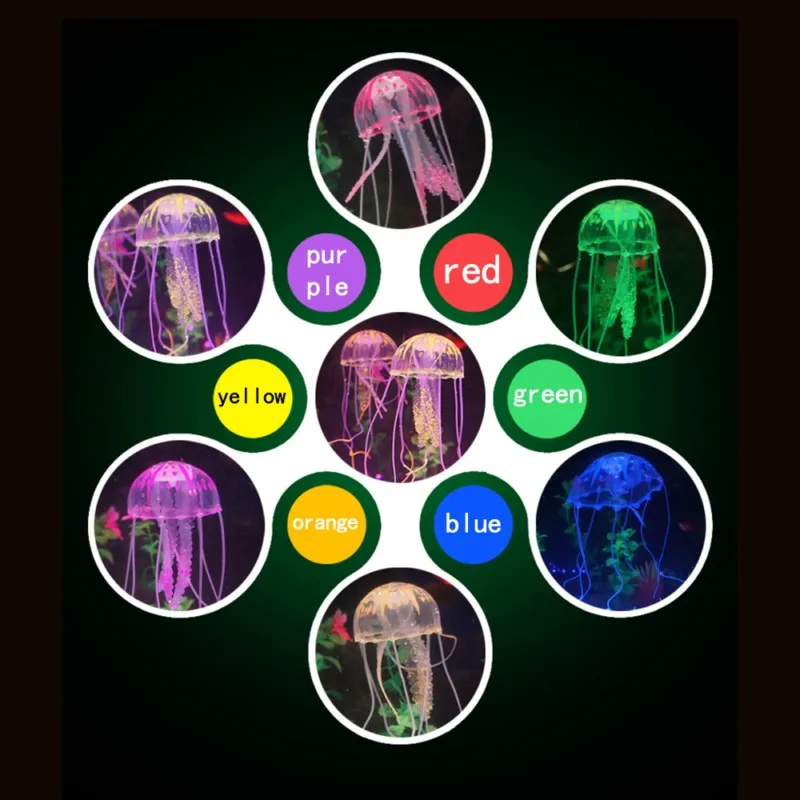 Glowing Effect Artificial Jellyfish Fish Tank Aquarium Decoration Mini Submarine Ornament Underwater Glow Supplies Landscaping (6)