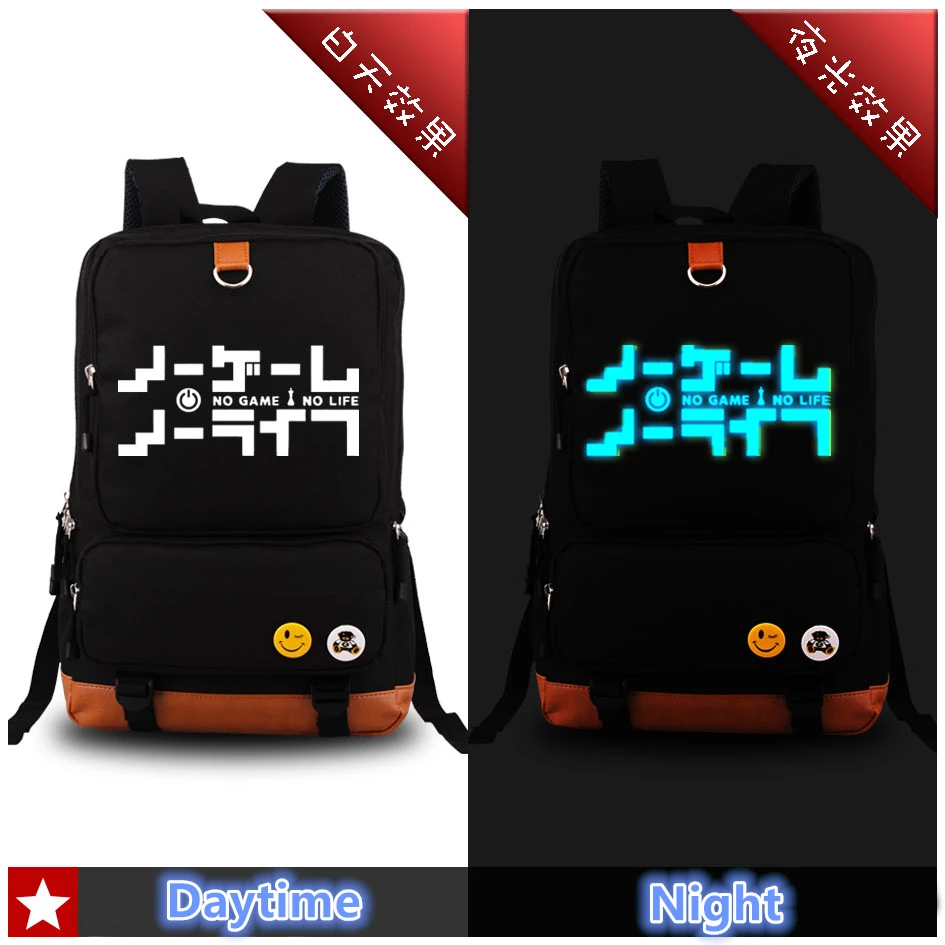 2017 Luminous Canvas No Game No Life Cosplay Printing Backpack Car-styling Fashion Women Backpacks School Bags for Teenagers