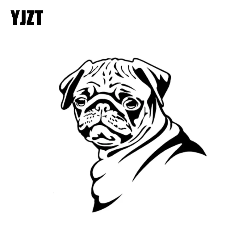 

YJZT 13.3CM*14CM PUG DOG Vinyl Car Sticker Decal Canine Pugs Animal Black/Silver C10-00261