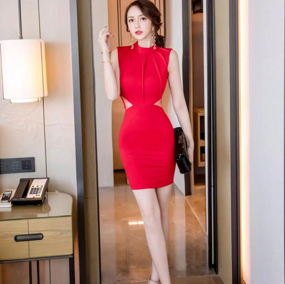 2018 Freeshiping Summer temperament sexy high waist O Neck Slim Hollow ...
