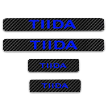 

Car Styling For Nissan Tiida Carbon Fiber Vinyl Sticker Car Door Sill Protector Scuff Plate Door sill guard Car Accessories 4Pcs