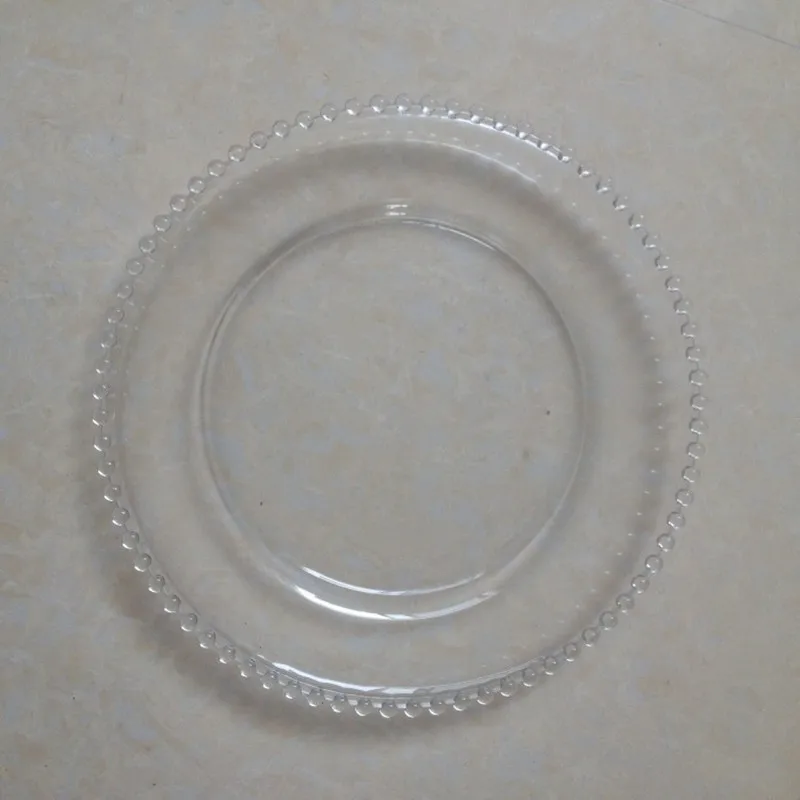 Обеденные тарелки Посуда прозрачное стекло бисером зарядное устройство столовая посуда 1 шт