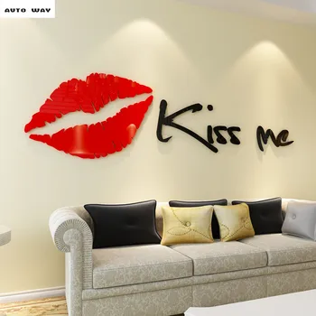

Lips kissme3D acrylic three-dimensional wall stickers TV background sofa wall living room bedroom bed love decoration