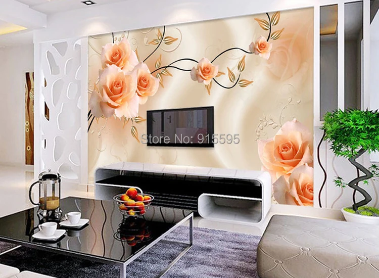 На заказ фотообои роскошные виллы ТВ фон Papel De Parede 3D обои для стен теплые розы обои домашний декор