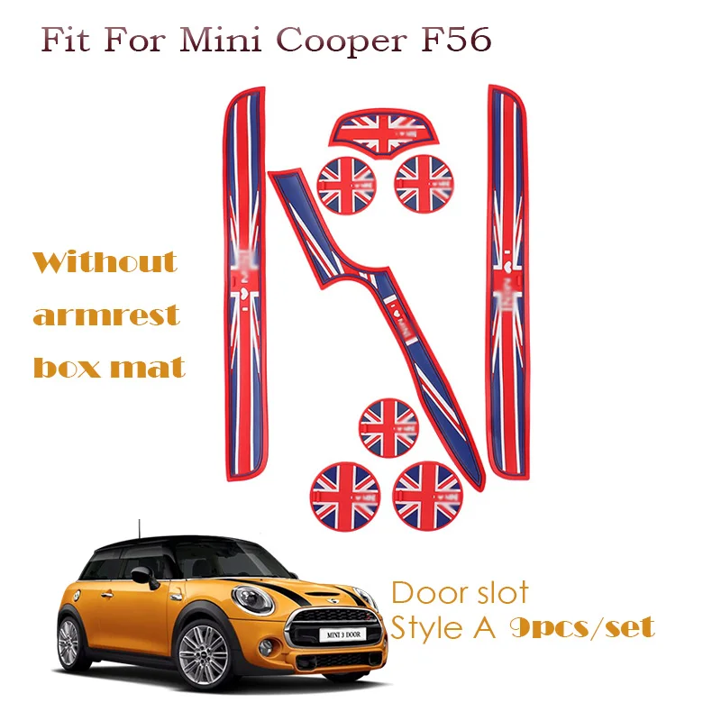 1 компл., наклейки для салона автомобиля для Mini Coopers Countryman Clubman F60 F55 F54 F56 R55 R56, коврик для двери, Противоскользящий коврик - Название цвета: F56 Red A