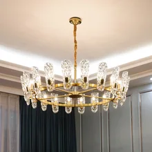 Light Luxury Modern Crystal Chandelier European Style Living Room Lamp Atmosphere Restaurant Lighting Copper Lamp Villa Lamps light luxury crystal chandelier post modern minimalist atmosphere restaurant lamp designer model villa luxury living room lamp